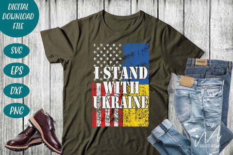 Stand with Ukraine svg, USA and Ukraine flag svg SVG Isabella Machell 