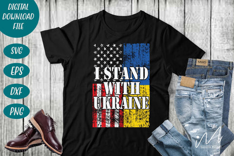 Stand with Ukraine svg, USA and Ukraine flag svg SVG Isabella Machell 
