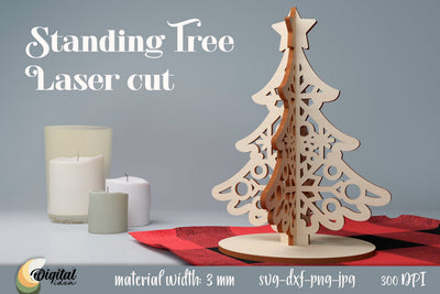 Standing Tree Laser Cut. 3D Wooden Decoration Laser Cut. SVG Evgenyia Guschina 