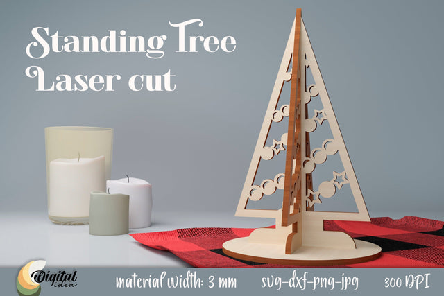 Standing Tree Laser Cut. 3D Wooden Decoration Laser Cut. SVG Evgenyia Guschina 