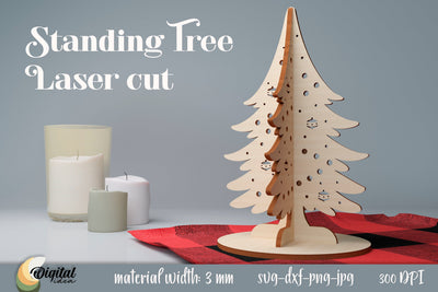 Standing Tree Laser Cut. 3D Wooden Decoration Laser Cut. SVG Evgenyia Guschina 