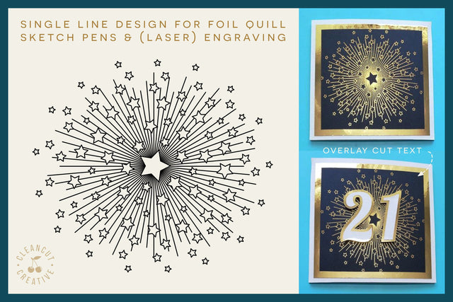 STAR BURST single line sketch design | foil quill transfer tool SVG file Sketch DESIGN CleanCutCreative 