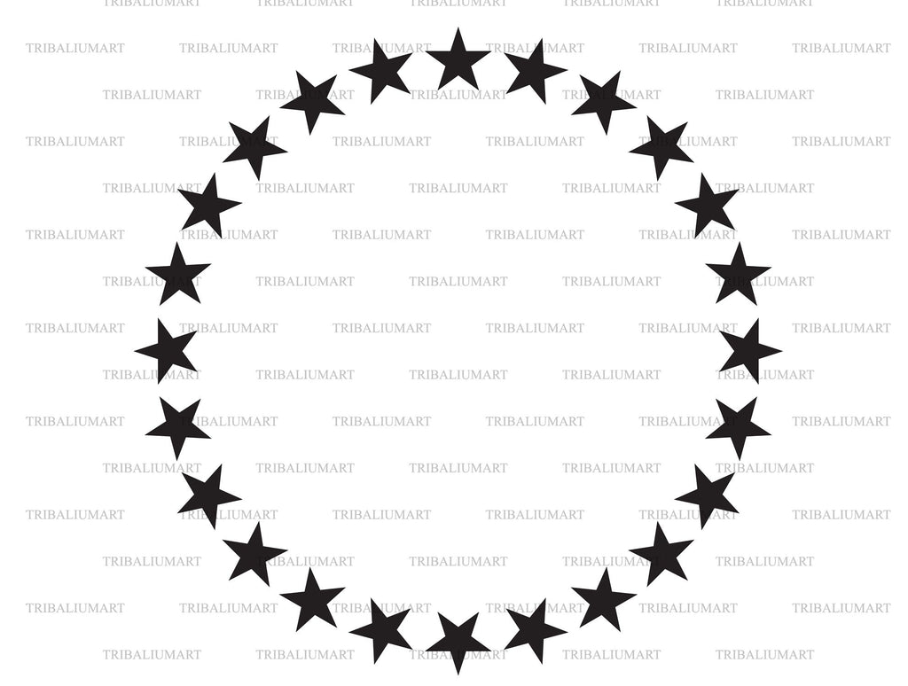 Star circle monogram. Cut files for Cricut. Clip Art silhouettes (eps ...