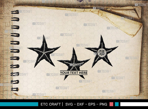 Star Fish Monogram, Starfish Silhouette, Starfish SVG, Tropical Starfish Svg, Beach Starfish Svg, Sea Animal Svg, Ocean Starfish Svg, SB00326 SVG ETC Craft 