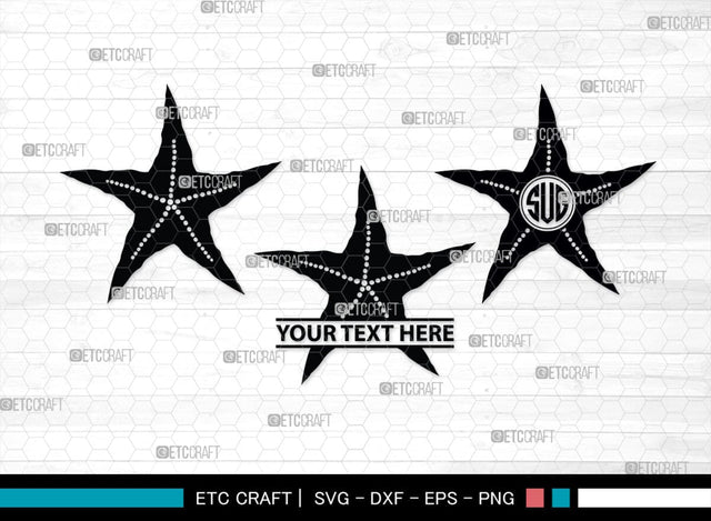 Star Fish Monogram, Starfish Silhouette, Starfish SVG, Tropical Starfish Svg, Beach Starfish Svg, Sea Animal Svg, Ocean Starfish Svg, SB00326 SVG ETC Craft 