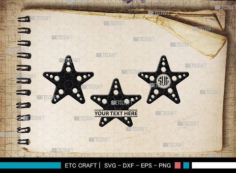 Star Fish Monogram, Starfish Silhouette, Starfish SVG, Tropical Starfish Svg, Beach Starfish Svg, Sea Animal Svg, Ocean Starfish Svg, SB00326 SVG ETC Craft 