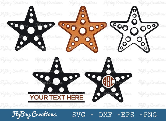 Star Fish Svg Cut File| Sea Beach | Fish | Ocean Starfish | Circle Monogram | Split Monogram SVG ETC Craft 