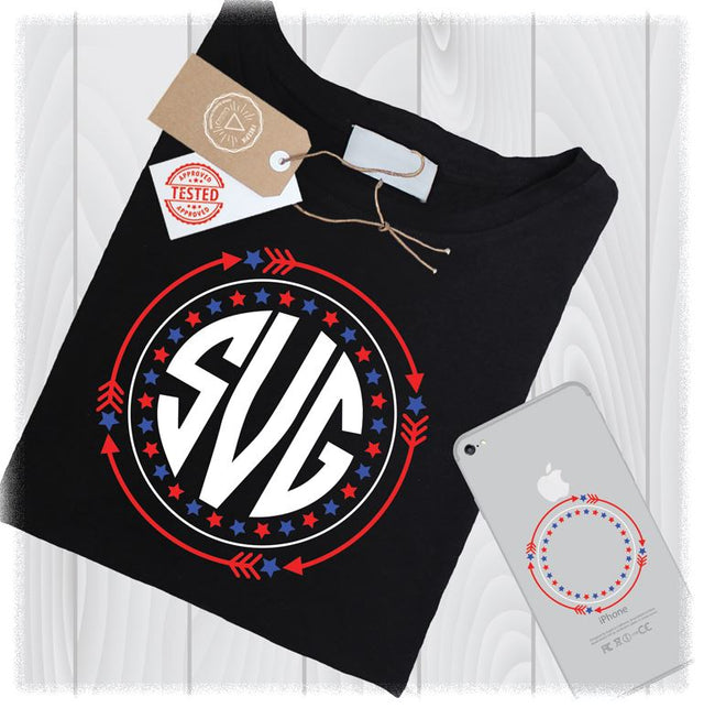 Star Frame SVG Files USA Clipart Monogram America DXF Designs - Star Monogram Frame Svg - American Flag Svg Cut File - Instant Download SVG My Sew Cute Boutique 