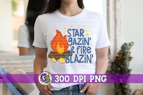 Star Gazin' & Fire Blazin' PNG for Sublimation Sublimation Greedy Stitches 