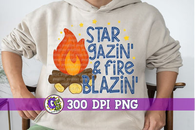 Star Gazin' & Fire Blazin' PNG for Sublimation Sublimation Greedy Stitches 