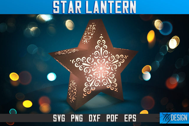 Star Lantern SVG | Paper Cut SVG | Night Light Design SVG Fly Design 