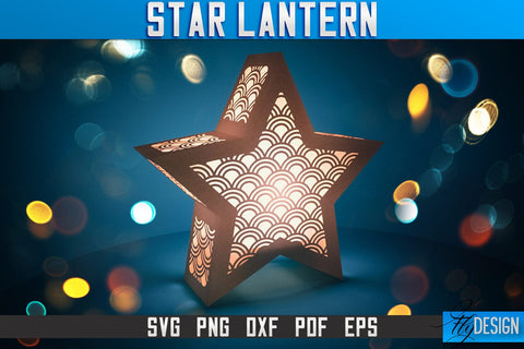 Star Lantern SVG | Paper Cut SVG | Night Light Design SVG Fly Design 