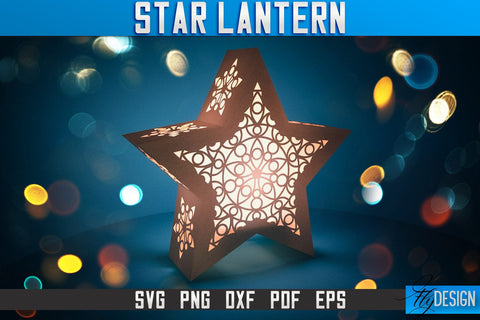 Star Lantern SVG | Paper Cut SVG | Night Light Design SVG Fly Design 