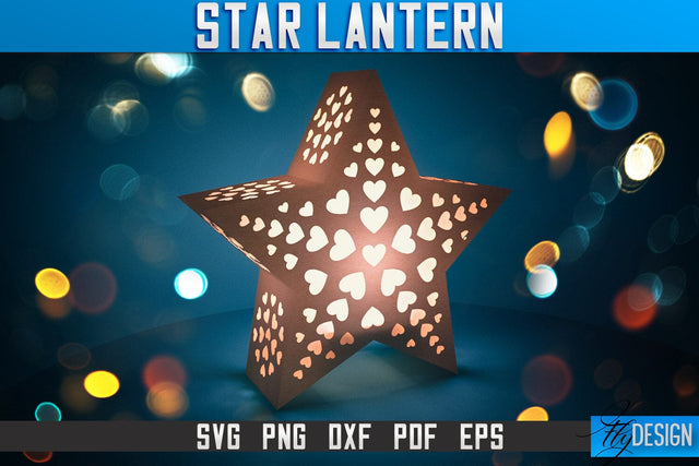Star Lantern SVG | Paper Cut SVG | Night Light Design SVG Fly Design 