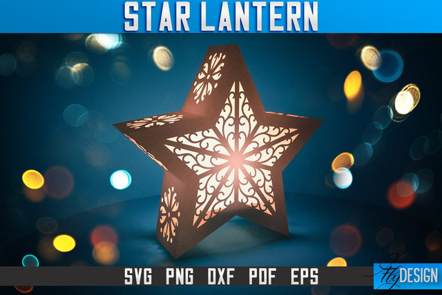 Star Lantern SVG | Paper Cut SVG | Night Light Design SVG Fly Design 