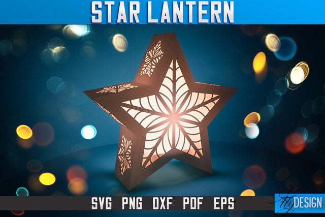 Star Lantern SVG | Paper Cut SVG | Night Light Design SVG Fly Design 