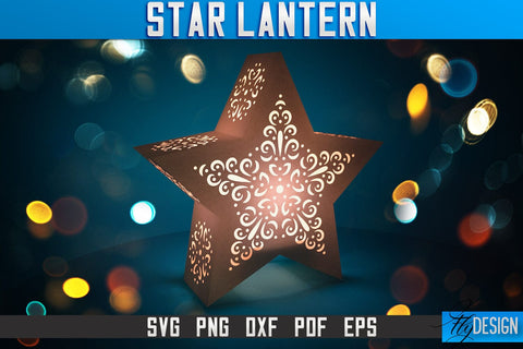 Star Lantern SVG | Paper Cut SVG | Night Light Design SVG Fly Design 
