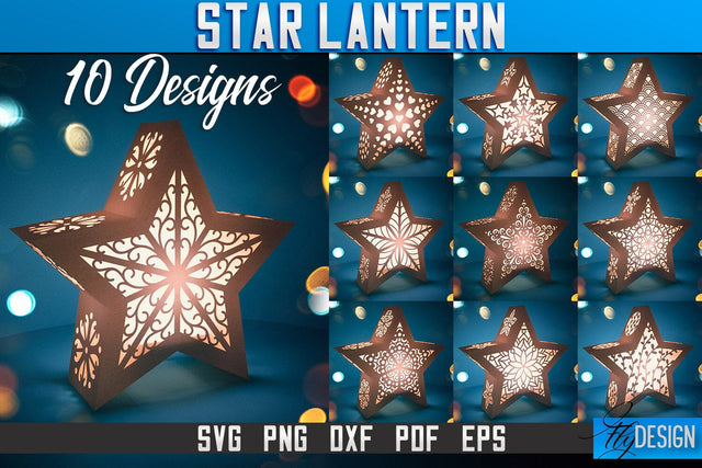Star Lantern SVG | Paper Cut SVG | Night Light Design SVG Fly Design 