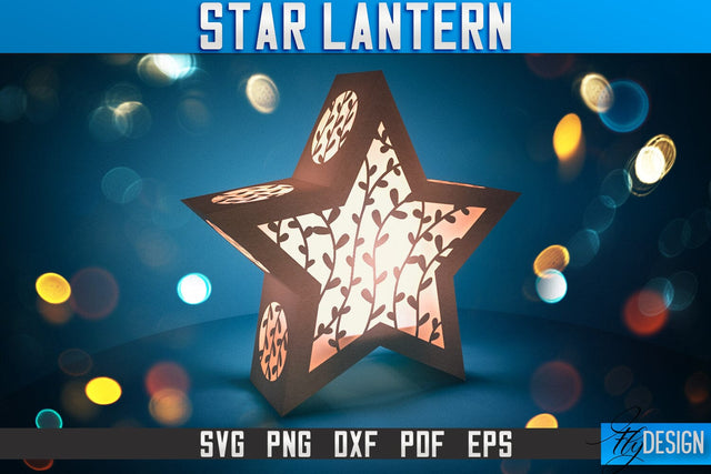 Star Lantern SVG | Paper Cut SVG | Night Light Design SVG Fly Design 