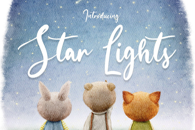 Star Lights Font (Script Fonts, Cursive Fonts, Handwriting Fonts) Font Jupiter Studio Fonts 