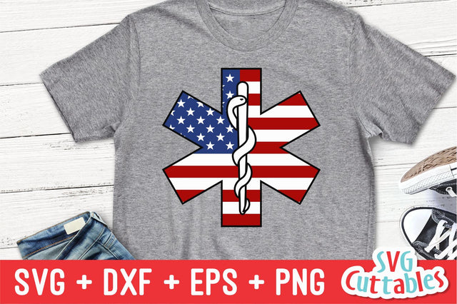 Star of Life American Flag Svg Cuttables 