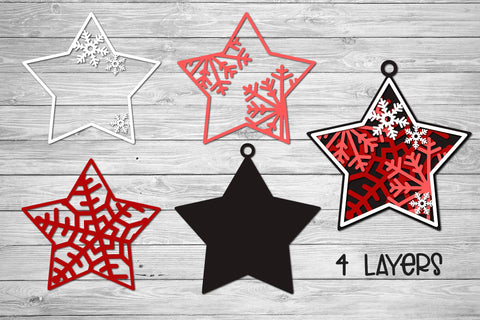 Star Ornament SVG, 3D Layered SVG Christmas Ornament, Snowflake SVG. 3D Paper Elinorka 