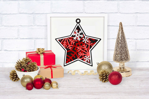 Star Ornament SVG, 3D Layered SVG Christmas Ornament, Snowflake SVG. 3D Paper Elinorka 