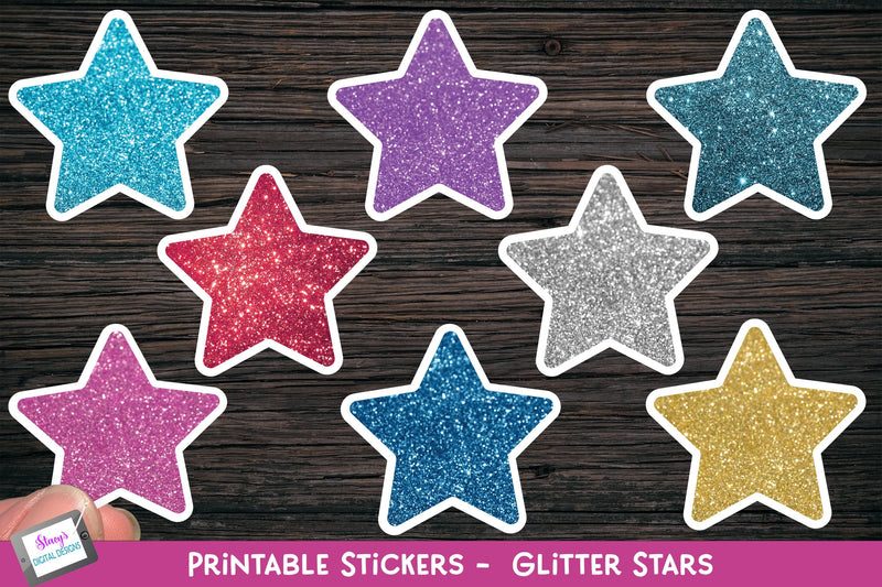 Star Sticker Bundle - 32 Printable Star Stickers - So Fontsy