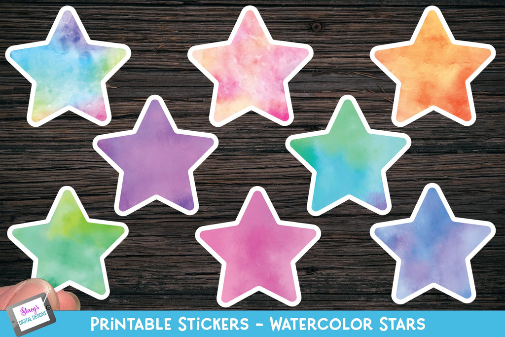 Star Sticker Bundle - 32 Printable Star Stickers - So Fontsy