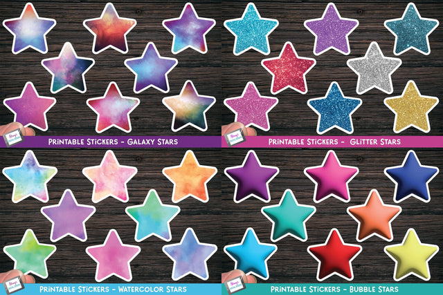 Star Sticker Bundle - 32 Printable Star Stickers SVG Stacy's Digital Designs 