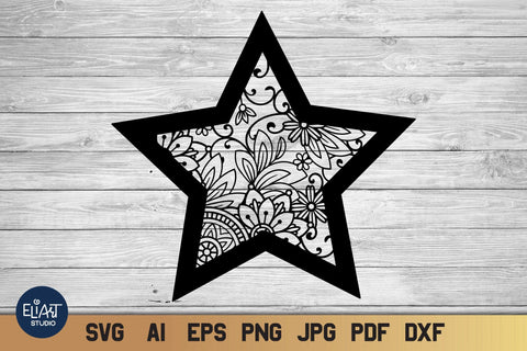 Star SVG, Celestial SVG with Flowers. SVG Elinorka 