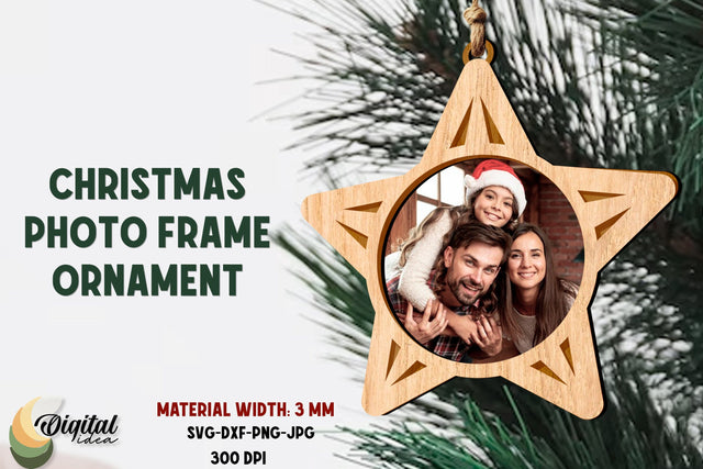 Star SVG. Laser Cut Frame. Christmas Photo Frame Ornament SVG Evgenyia Guschina 