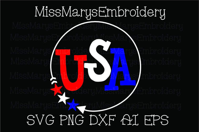 Star USA Monogram Frame SVG MissMarysEmbroidery 