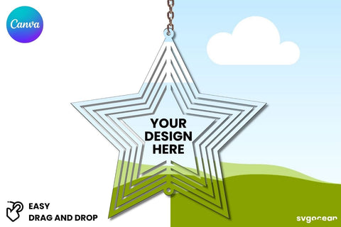 Star Wind Spinner Canva Mockup | Editable | Easy to use Mock Up Photo SvgOcean 
