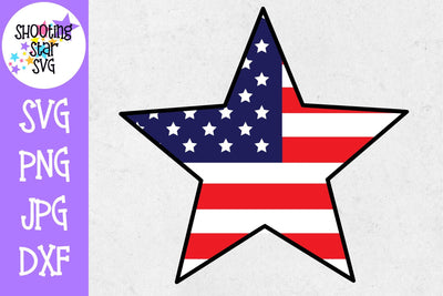 Star with American Flag- Fourth of July SVG SVG ShootingStarSVG 