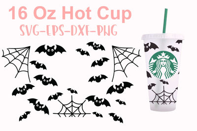 Starbucks 16 Oz Hotcup Batty svg, Starbucks 16 Oz size svg, Halloween Starbucks svg SVG Isabella Machell 