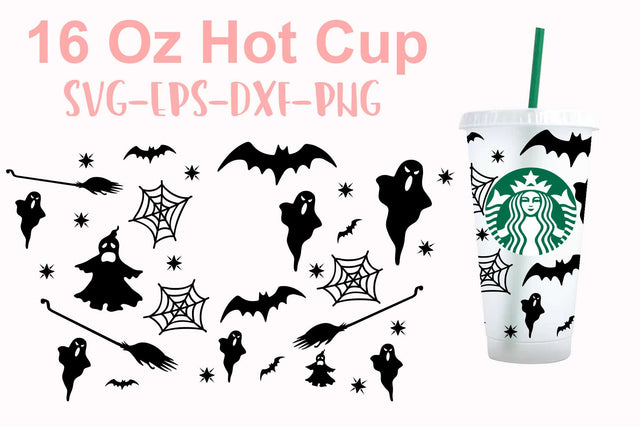 Starbucks 16 Oz Hotcup Witch ghost svg, Halloween Starbucks svg, Ghost Starbucks svg, Ghost svg, Starbucks Drinkware svg SVG Isabella Machell 