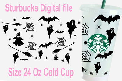 Starbucks 24 oz cold cup svg, Witch ghose batty Starbucks svg, Halloween Starbucks Svg,Halloween Starbucks Drinkware, 24 Oz Starbucks Cold Cup Full warp Svg, Starbucks Cricut, Craft Svg SVG Isabella Machell 