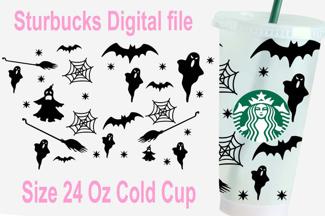 Starbucks 24 oz cold cup svg, Witch ghose batty Starbucks svg, Halloween Starbucks Svg,Halloween Starbucks Drinkware, 24 Oz Starbucks Cold Cup Full warp Svg, Starbucks Cricut, Craft Svg SVG Isabella Machell 
