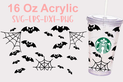 Starbucks svg, 16 Oz Acrylic Batty svg, Halloween Starbucks svg SVG Isabella Machell 