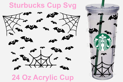 Starbucks svg, 24 Oz Acrylic cup Batty svg, Halloween starbucks svg, Batty Starbucks svg SVG Isabella Machell 