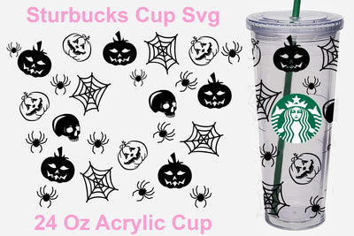 Starbucks svg, 24 Oz Acrylic cup Halloween pumpkin svg, Halloween starbucks svg, Halloween pumpkin Starbucks svg SVG Isabella Machell 