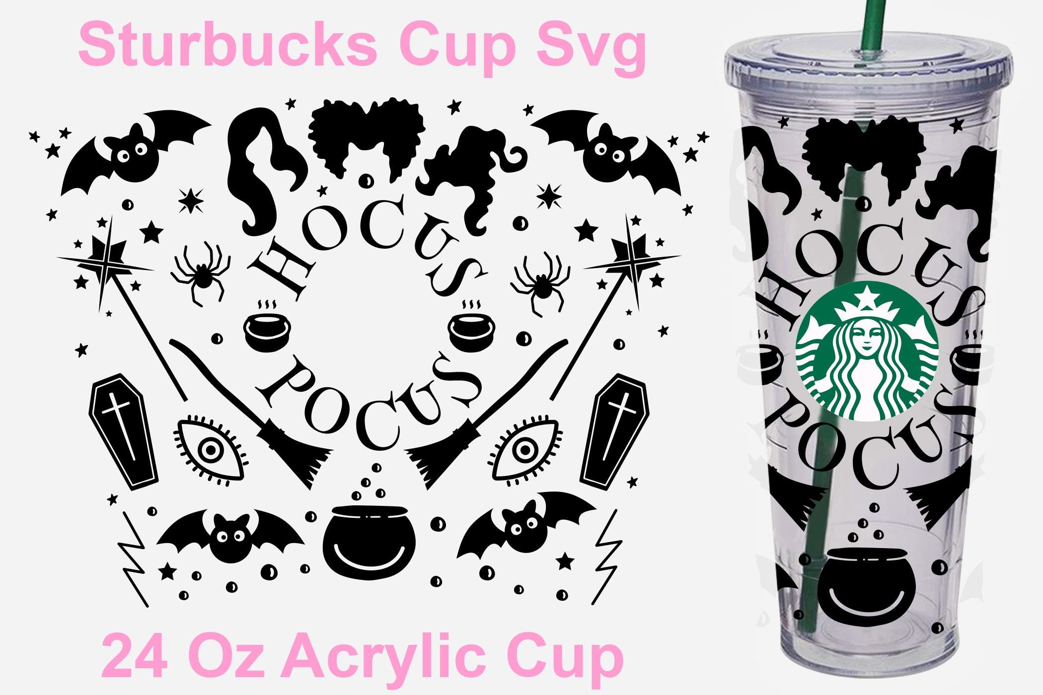 DIY Hocus Pocus Starbucks Cup Wrap (Free Cricut Design)