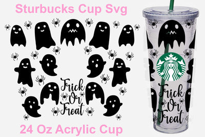 Starbucks svg, 24 Oz Acrylic cup trick or treat svg, Halloween starbucks svg, trick or treat Starbucks svg SVG Isabella Machell 