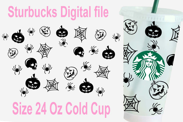 Starbucks svg, Drinkware svg, spider svg, Spider web svg, Halloween Starbucks Drinkware, 24 Oz Starbucks Cold Cup Full warp Svg, Starbucks Cricut, Craft Svg SVG Isabella Machell 