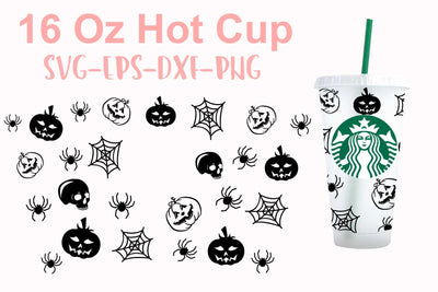 Starbucks svg, Halloween Starbucks svg, 16 Oz Hotcup Halloween pumpkin svg, Drinkware svg SVG Isabella Machell 
