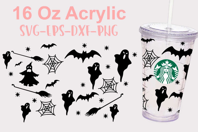 Starbucks16 Oz Acrylic Witch ghost svg, Starbucks svg, Starbucks cricut, Halloween Starbucks svg SVG Isabella Machell 