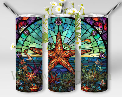 Starfish 20oz Skinny Tumbler Png, Starfish Framed With Marine Plants Tumbler, Ocean Tumbler Png Downloads, Starfish Under The Sea Tumbler, Sea Tumbler, Ocean Tumbler Sublimation WillowSageDesign 