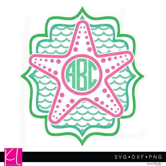 Starfish Monogram Frame SVG Kelly Lollar Designs 