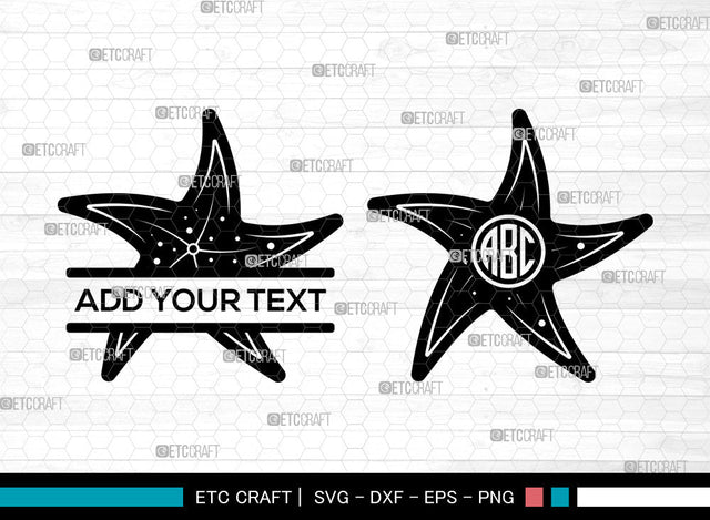 Starfish Monogram SVG, Circle Monogram, Starfish Icon, Star Fish Svg, Starfish Decor Svg, Tropical Starfish Svg, Starfish Bundle SVG ETC Craft 